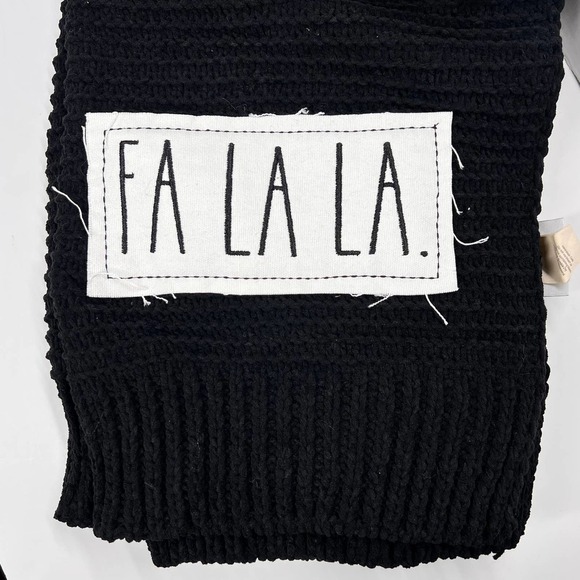 Rae Dunn Chenille Knit Throw Blanket Black - Picture 3 of 9